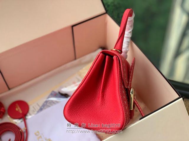 DELVAUX女包 經典款 德爾沃女手提包 女手腕包 Mini小號 Delvaux單肩斜挎包 DS0020手縫櫻粟紅  fcs1370